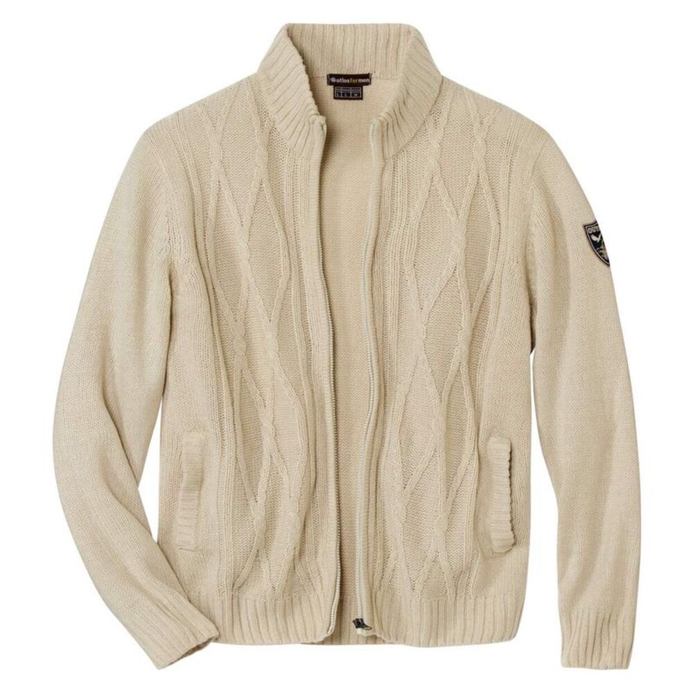 Atlas For Men Mens Mottled Cable Knit Jacket / Beige